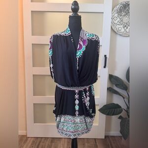 XOXO Black and Purple Patterned Dress